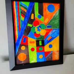 Two orignal abstract paintings in watercolor pencils 11"x14 signed by artist